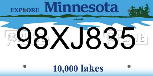 98XJ835 Minnesota License Plate