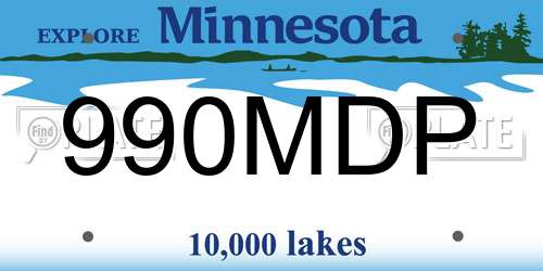 990MDP Minnesota License Plate