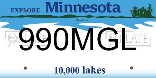 990MGL Minnesota License Plate