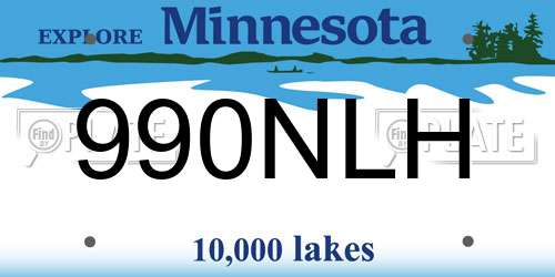 990NLH Minnesota License Plate