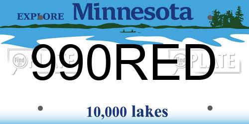 990RED Minnesota License Plate