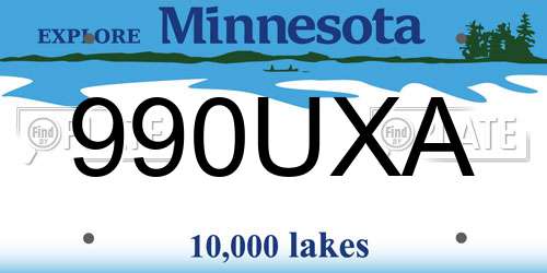 990UXA Minnesota License Plate