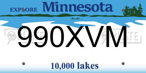 990XVM Minnesota License Plate