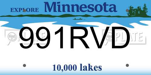 991RVD Minnesota License Plate