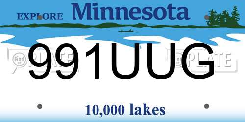 991UUG Minnesota License Plate