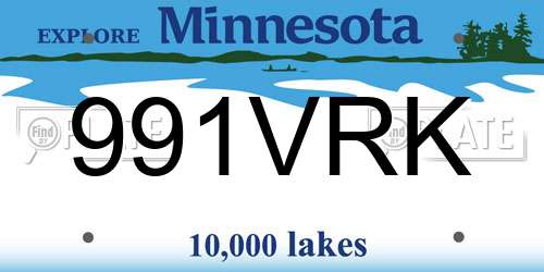 991VRK Minnesota License Plate