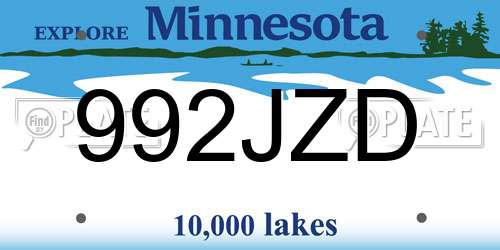 992JZD Minnesota License Plate