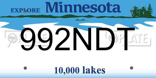 992NDT Minnesota License Plate