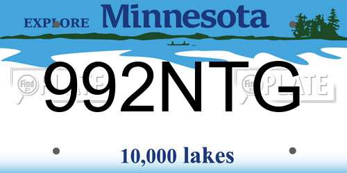 992NTG Minnesota License Plate
