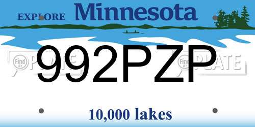 992PZP Minnesota License Plate