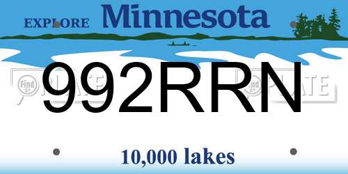 992RRN Minnesota License Plate