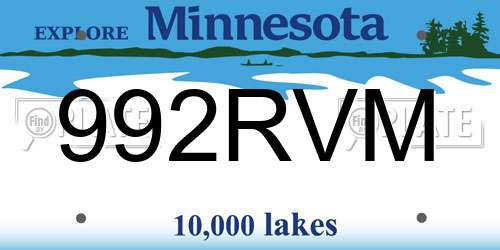 992RVM Minnesota License Plate