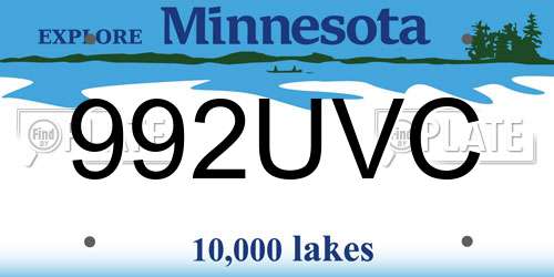 992UVC Minnesota License Plate