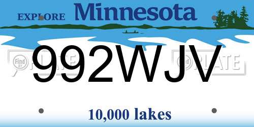 992WJV Minnesota License Plate