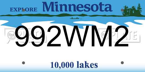 992WM2 Minnesota License Plate