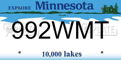 992WMT Minnesota License Plate