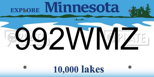 992WMZ Minnesota License Plate