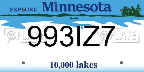 993IZ7 Minnesota License Plate