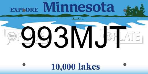 993MJT Minnesota License Plate