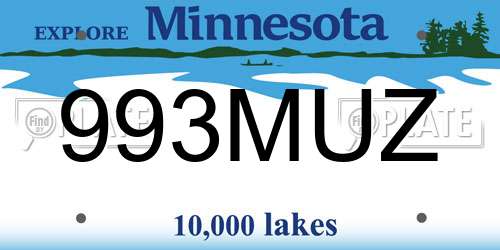 993MUZ Minnesota License Plate