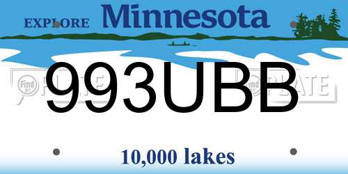 993UBB Minnesota License Plate