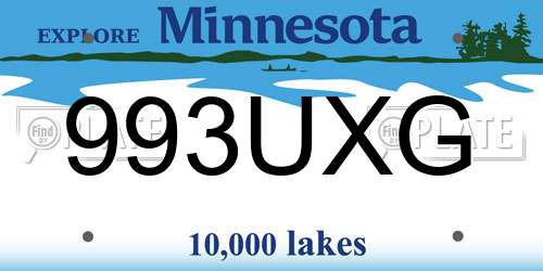 993UXG Minnesota License Plate