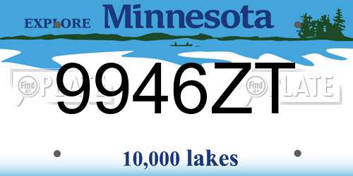 9946ZT Minnesota License Plate