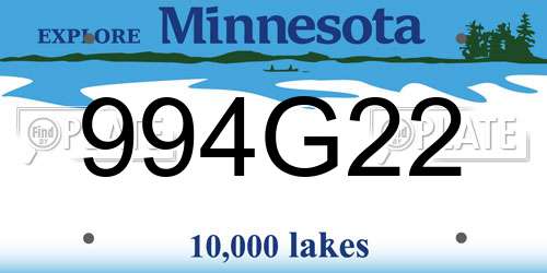 994G22 Minnesota License Plate