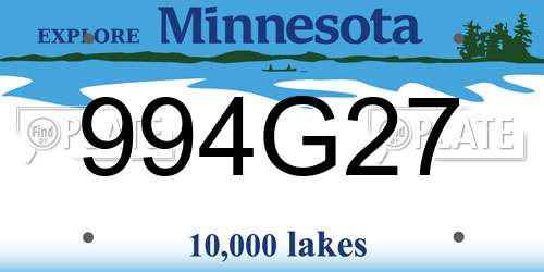 994G27 Minnesota License Plate