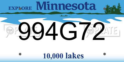 994G72 Minnesota License Plate