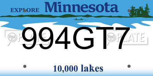994GT7 Minnesota License Plate