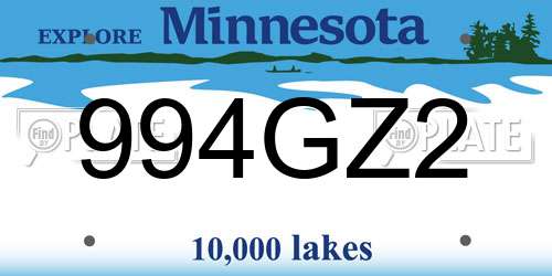 994GZ2 Minnesota License Plate
