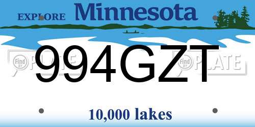 994GZT Minnesota License Plate