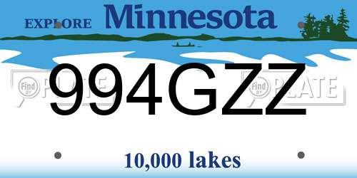 994GZZ Minnesota License Plate