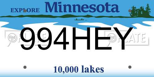 994HEY Minnesota License Plate