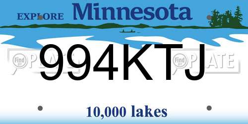 994KTJ Minnesota License Plate