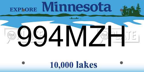 994MZH Minnesota License Plate