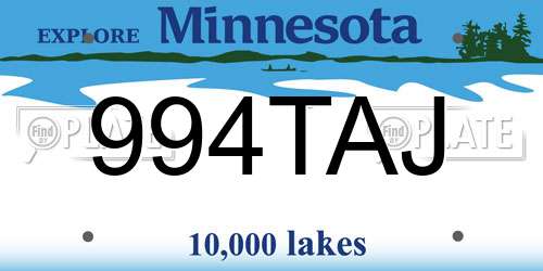 994TAJ Minnesota License Plate
