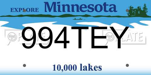 994TEY Minnesota License Plate