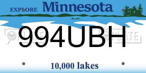 994UBH Minnesota License Plate