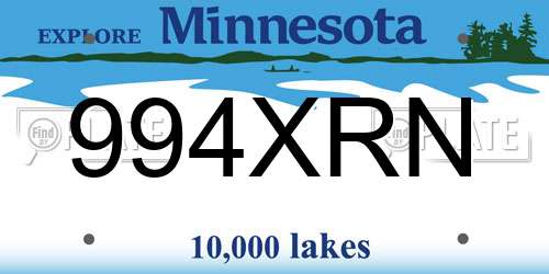 994XRN Minnesota License Plate