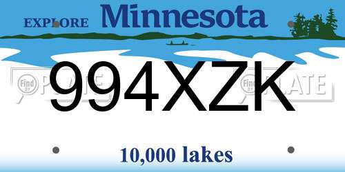 994XZK Minnesota License Plate