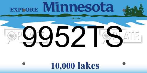 9952TS Minnesota License Plate