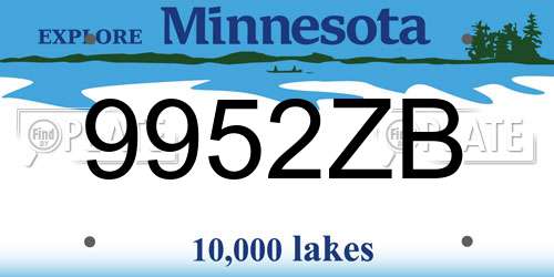 9952ZB Minnesota License Plate