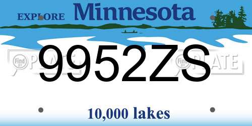 9952ZS Minnesota License Plate