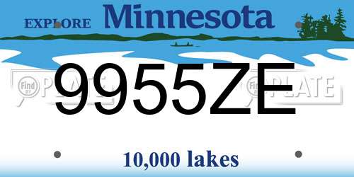9955ZE Minnesota License Plate