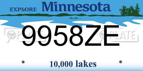 9958ZE Minnesota License Plate