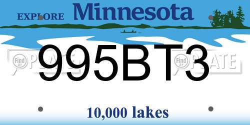 995BT3 Minnesota License Plate
