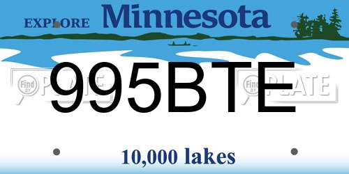 995BTE Minnesota License Plate