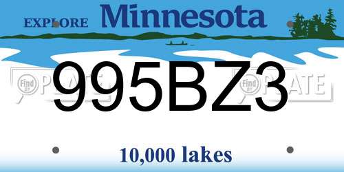 995BZ3 Minnesota License Plate